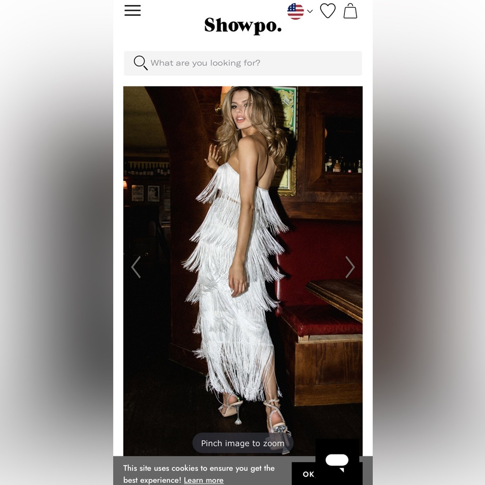 Showpo. AMALEE FRINGE STRAPLESS CROP TOP AND MIDI SKIRT TWO PIECE SET IN WHITE